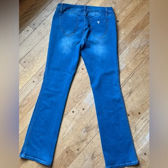 Guess Mid Rise Slim Boot Jeans Women’s 32 Blue Denim - Picture 2 of 7